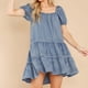 thumbnail image 2 of Vestidos Para Mujer Moda Vacaciones Color Sólido Casual Manga Corta Vestido Con Dobladillo Suelto Falda Corta de Mezclilla Odeerbi  ODB127405, 2 of 9
