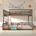 thumbnail image 2 of Full XL-Over-Queen Size Wooden Kids/Teens Bunk Bed with Ladder and Guardrails, Minimalist Designed Detachable Bed Frame, 2 of 10