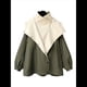 thumbnail image 3 of Gabardina con Capucha para Mujer, Chaqueta con Solapa y Botones, Cortavientos de Longitud Media con Bloques de Color Verde M, 3 of 6
