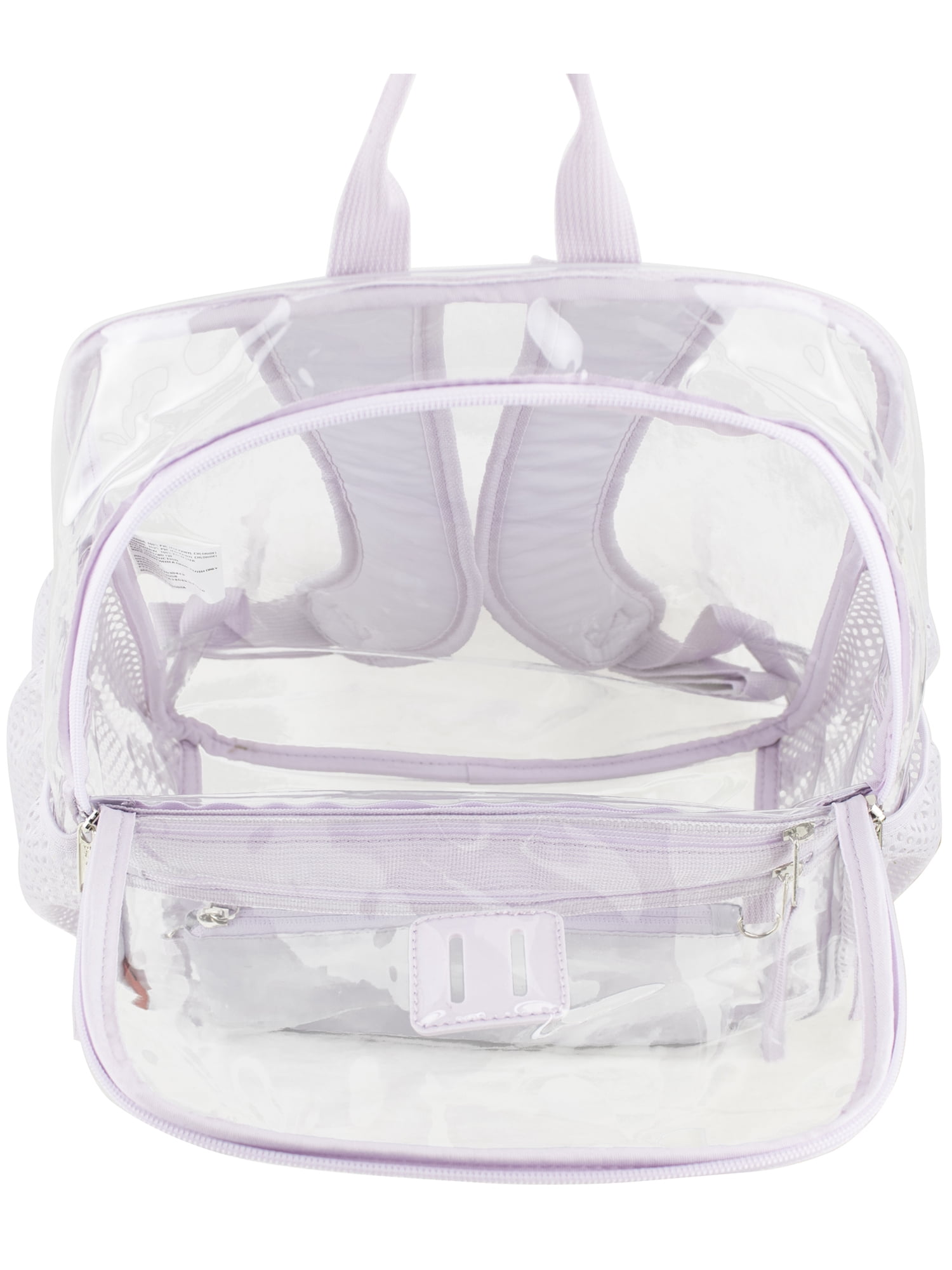 Eastsport Clara Clear Backpack Bundle w/ Zipper Pouch, Lavender Fog