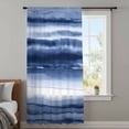 thumbnail image 3 of Navy Blue Ombre Semi Sheer Curtains Drapes for Living Room, Bedroom, French Doors Window 108 Inches Long, Modern Abstract Art Farmhouse Rod Pocket Chiffon Curtain Drapery Voile Draperies Panel, 3 of 8