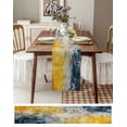 thumbnail image 3 of Blue Yellow Abstract Art Table Runner 120 Inches, Modern Art Bed Runner Dresser Scarves Tabletop for Indoor Outdoor Parties/Ceremony/Banquet, 13"x 120", 3 of 8