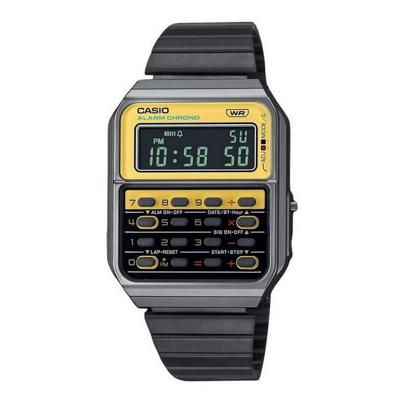 Casio Vintage Heritage Colors Digital Stainless Steel Quartz CA-500WEGG-9B Unisex Calculator Watch