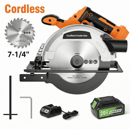 GASKY 7-1/4 inch Cordless Circular Saw with 4.0Ah Battery,20V 45°Bevel Brushless Power Circular Saw with Dust Blower&Blade Guard for Wood Cutting