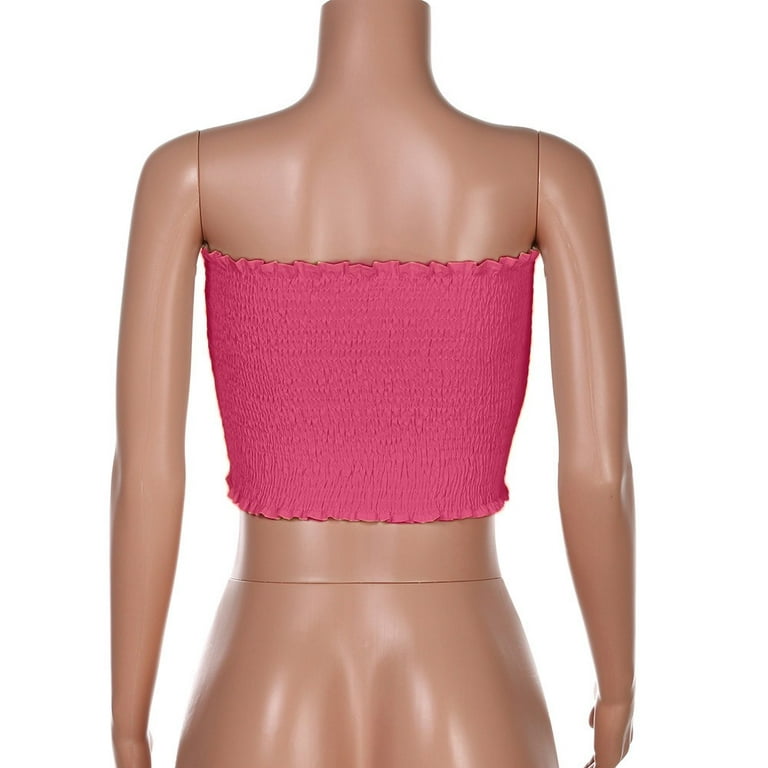 Huaai Women Strapless Elastic Boob Fall Tops Hot Bra Tops Casual XL Tube Lingerie Bandeau For Wrap Pink Women