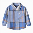 thumbnail image 5 of TOWED22 Toddler Boys Girls Flannel Plaid Shirt Button Down Long Sleeve Jacket Lapel Shacket Coat Tops Casual Outwear,Blue,3-4 Y, 5 of 5