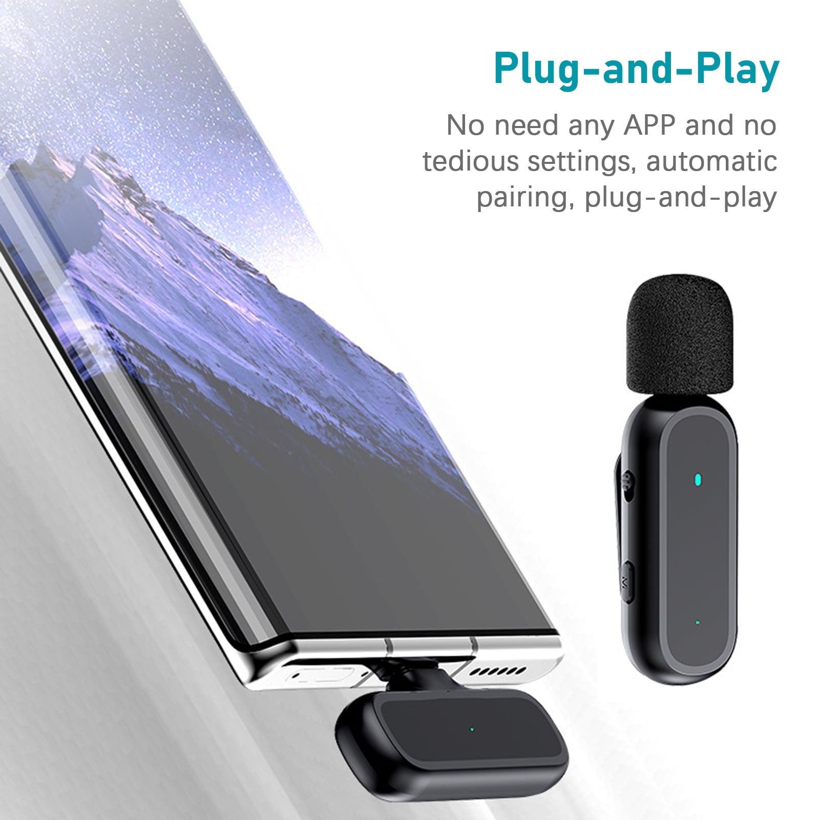 Portable One-trigger-Two Wireless Clip-on Microphone System Video Recording Mic 20M Transmission Built-in Battery with Charging Case Replacement for 13121110