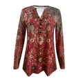 thumbnail image 4 of AOOCHASLIY Spring Saving Women Casual Printing Long Sleeve Buttons Slim Blouse T-shirt Tops, 4 of 5