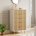thumbnail image 2 of Commode Cannelée à 5 Tiroirs pour Chambre, Commode Moderne à Tiroirs, Organisateur de Rangement en Bois avec Poignée Dorée et Pattes en Métal pour Chambre, Salon, 2 of 6