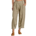thumbnail image 1 of Eashery Womens Capri Pants Casual Pants Adjustable Lounge Trousers Casual Solid Yoga Pants (Solid Color,Khaki,L), 1 of 5