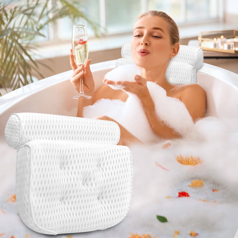 Cuscino Poggiatesta Vasca Con Ventose Cuscino Per Vasca Da Bagno Extra Morbido - Con 3 Ventose Forti, PVC Di Qualità, Ergonomico Per Collo E Testa (Rosa) Cuscino Vasca Da Bagno Neonato