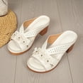 thumbnail image 6 of Women Sandals Ndbuld Women's Fashion Casual Summer Style Solid Color Thick Bottom Hollow One-Strap Thick Heel Slippers, 6 of 9
