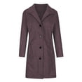 thumbnail image 6 of Dazajoo Purple Wool Coats for Women Long Sleeve Button Lapel Pea Coat Business Casual Warm Single Breasted Trench Jackets with Pockets,XXXL, 6 of 7