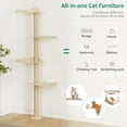 thumbnail image 4 of Dextrus Floor to Ceiling Cat Tree, Tall Scratching Cat Tower Post and Perches with 5-Tier Floor for Climbing Activity, Wooden Mounted Cat Wall Shelf Furniture with Cozy Bed for Indoor Cats, 78 inch, 4 of 7