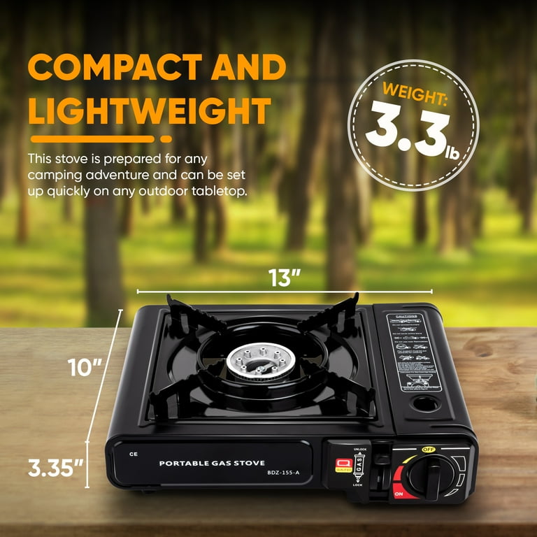 PortableOut Small Single Burner Camping Gas Stove with Butane  Compatibility, 9,800 BTU - Outdoor Cooking Accessory - Walmart.com