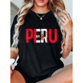 thumbnail image 1 of Camiseta Vintage de Algodón 100% con Bandera de Perú para Mujer - Manga Corta Casual, 1 of 7