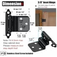 thumbnail image 2 of 3/8 Inch Inset Cabinet Door Hinges Black, 4 Pack 2 Pairs Flush Face Mount Cupboard Self-Closing Kitchen Cabinet Hardware Hinges, CH201-BK-P4, 2 of 9