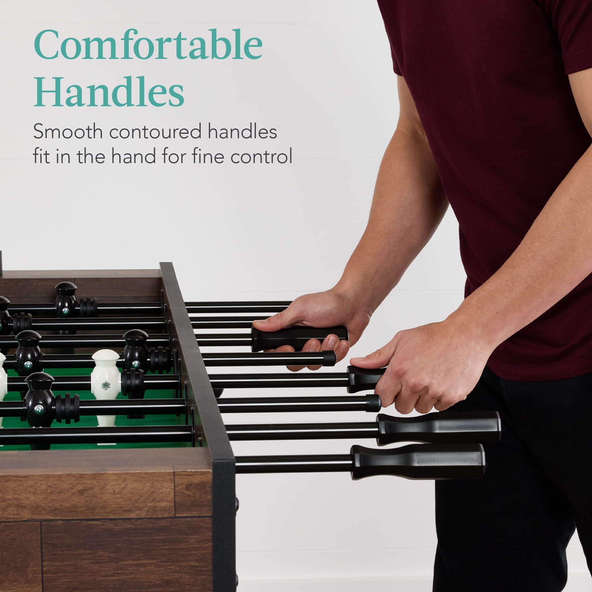 Best Choice Products Large 54in Full-Size Foosball Table for Home, Game Room w/ 2 Balls, 2 Cup Holders - Walnut