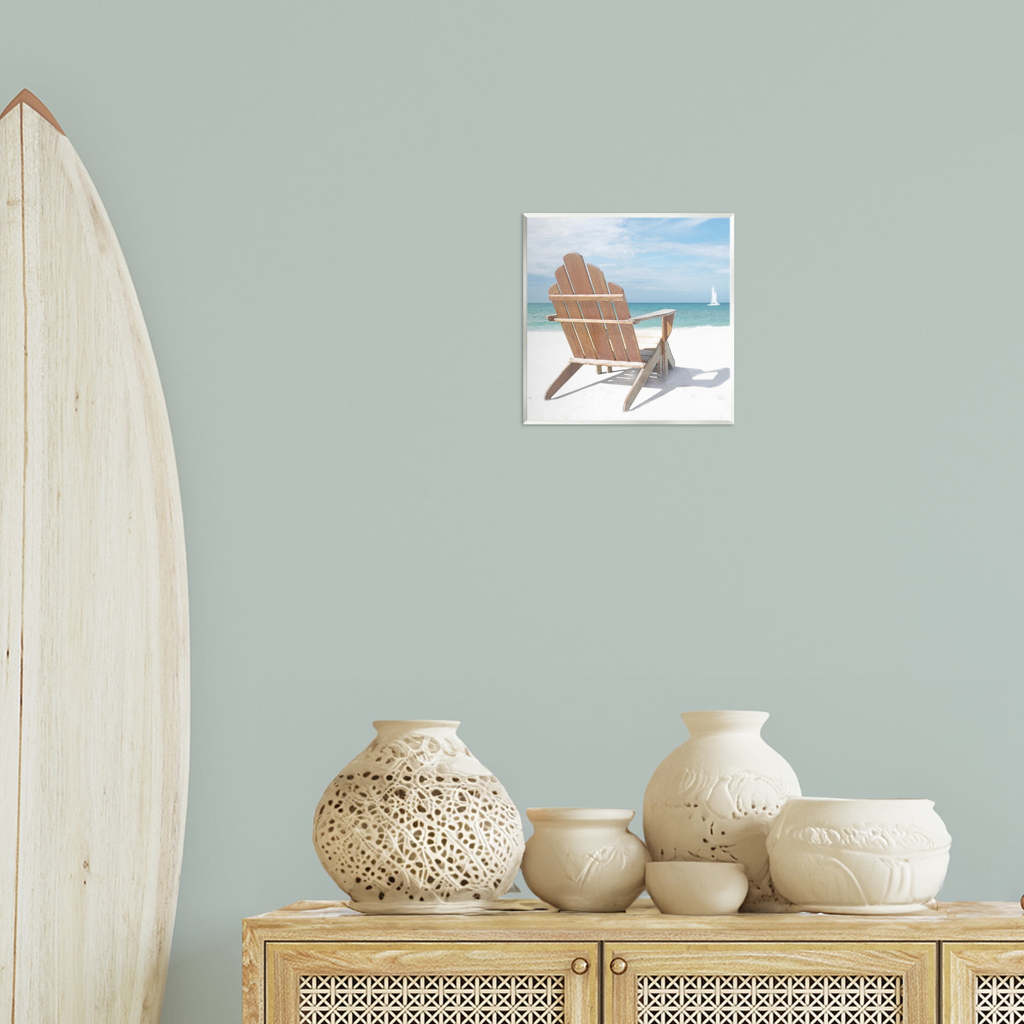 Stupell Industries View West Beach Chair Landscape Painting Unframed Art Print Wall Art, 12 x 12