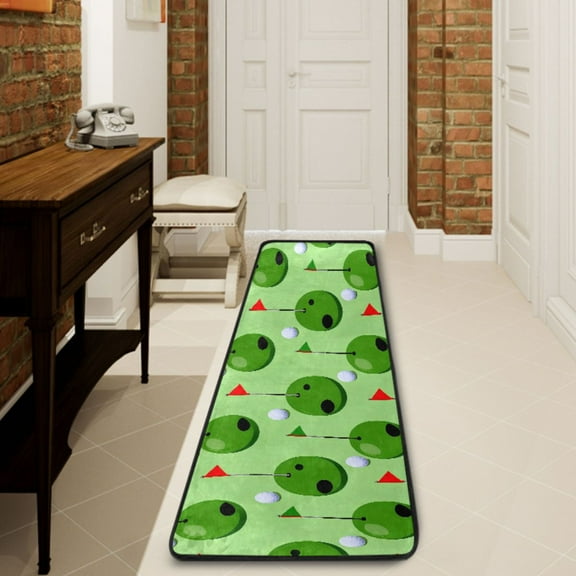 Ryvnso Golf Ball and Flag Hallway Runner Rugs Floor Carpet Non Slip Entryway Mat 2' x 6'