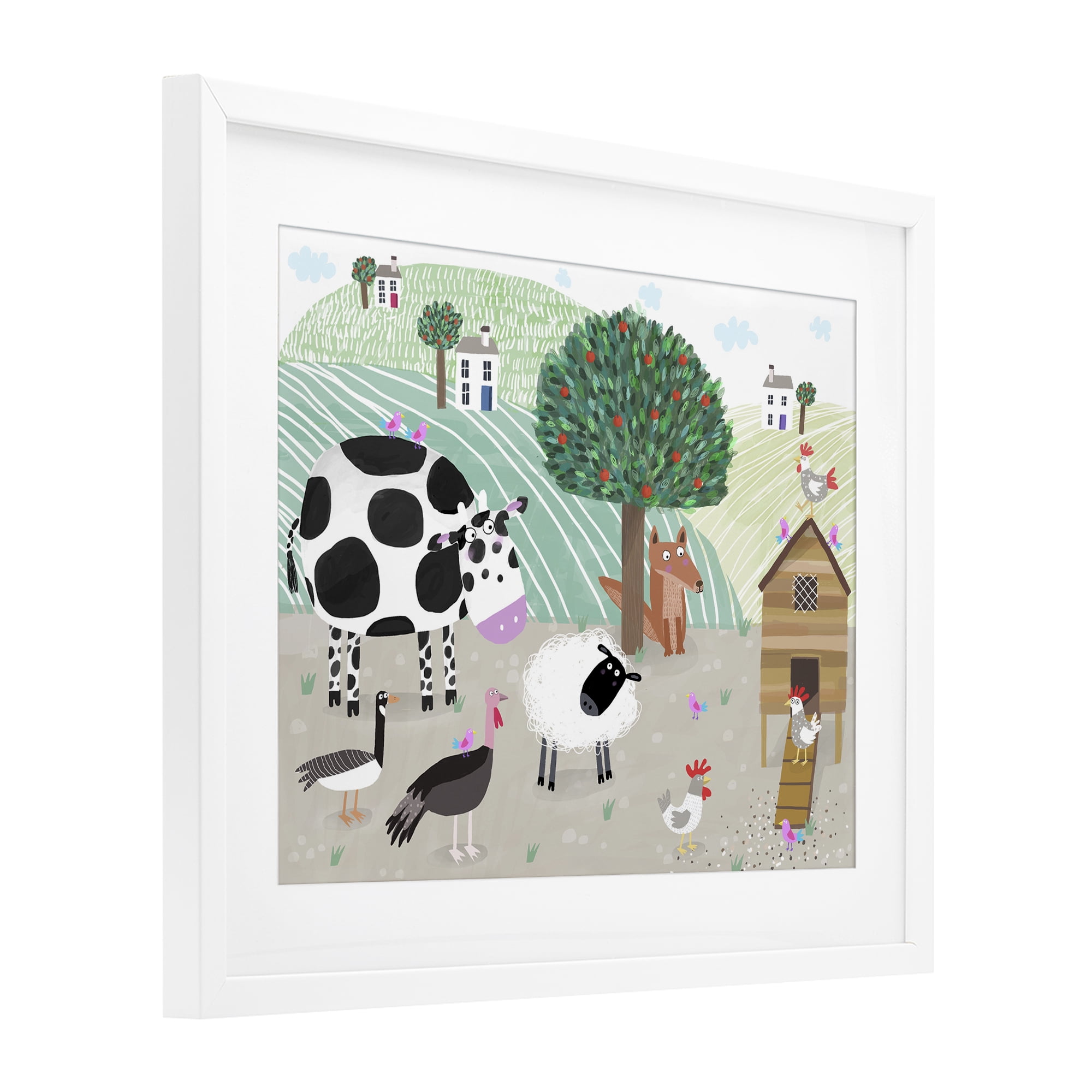 Stupell Industries Down At The Farm White Framed Print Under Glass, design by Carla Daly