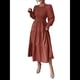 thumbnail image 1 of Vestido de Otoño para Invitada de Boda, con Mangas Largas, Volantes, Cuello Redondo, y Fluido. Marrón L, 1 of 7