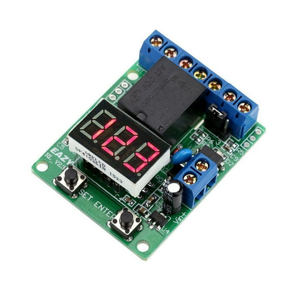 DC 12V Digital Voltage Control Relay Module Relay Switch Control Board Module LED Voltmeter Charging Discharge Security,1 * relay module,Green