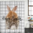 thumbnail image 2 of Grey Easter Shower Curtain, Waterproof Shower Curtains for Bathroom, Spring Watercolor Bunny Plaid Checkered Washable Fabric Bathtub Curtain Set Bath Decor with 12 Hooks Standard 72"x72", 2 of 8
