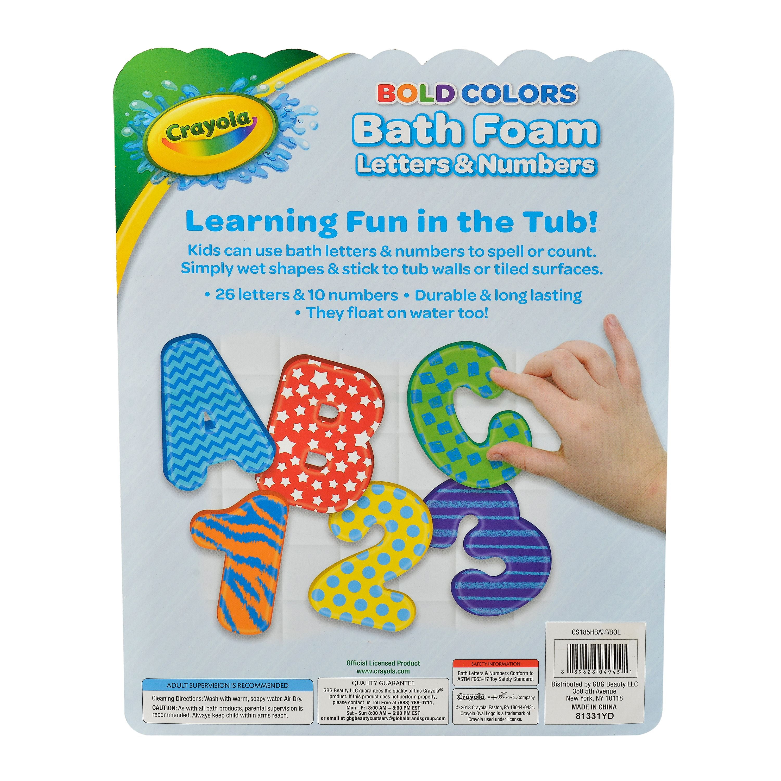 crayola bath foam letters and numbers