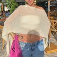 thumbnail image 2 of Poncho ligero de crochet transparente para mujer Meihuida, amarillo, 2 of 7
