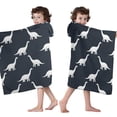 thumbnail image 4 of Dark Blue Dinosaurs Silhouette Pattern Hooded Bath Towel，50"x30" for Ages 3 To 12 Kids, Quick Dry Lightweight Soft Microfiber Hood Beach Towel Cover Up for Kids, 4 of 7