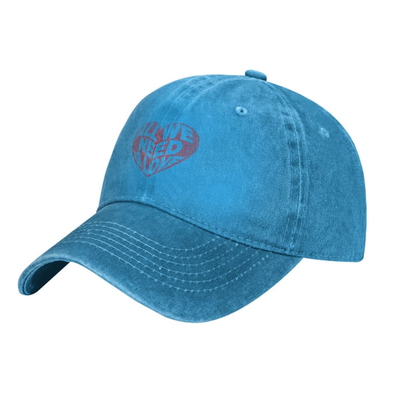 ZICANCN Hearts Love Typography Adjustable Baseball Cap Women , Hats for Men Adult Washed Cotton Denim Baseball Caps Fashion