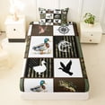 thumbnail image 3 of Feelyou Hunting Deer Bass Fish Animal Twin Sheet Sets for Men Boys, Rustic Woodland Plaid Bedding, Green Brown, 3pcs, 3 of 5