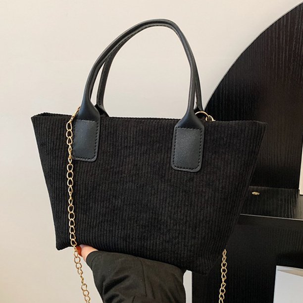 Bolso de viaje para mujer bolso de hombro de pana versátil bolsa con asa de cremallera