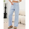 thumbnail image 4 of Plaid Pajamas Pants Women Cute Gingham Pants Trendy Cozy Checkered Pjs Casual Drawstring Elastic Pajama Bottoms Trousers Sky Blue L, 4 of 7