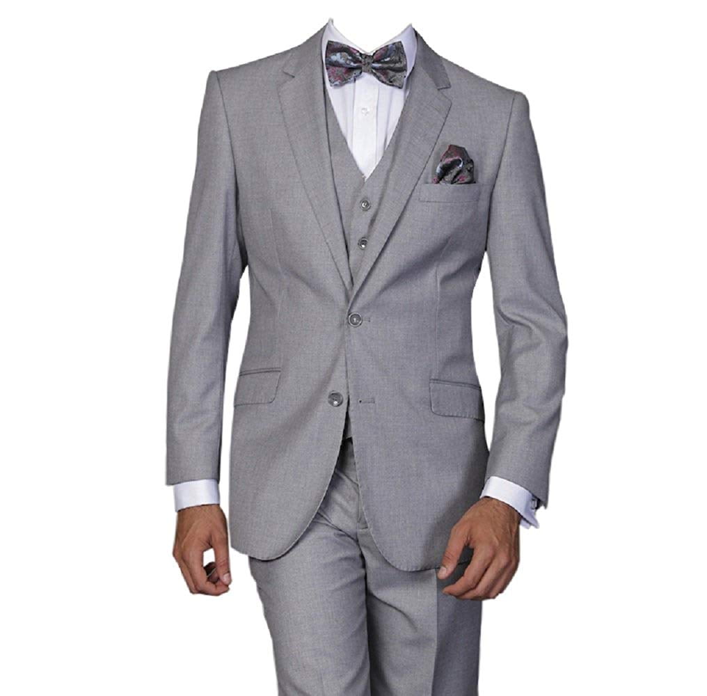 Alberto Nardoni - Men's 3 piece slim fit wool vested suit (42R, Gray ...