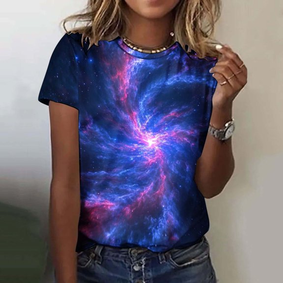ALLLIST Womens Tops Short Sleeve Crew Neck Graphic T-Shirts Trendy Pullover Ladie's Tops