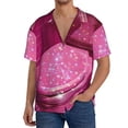 thumbnail image 7 of Lsque Sparkling Pink Toilet print Men's Cuban Collar Short Sleeve Shirt Summer Beachwear Casual Button Down Fashionable Vacation Leisure Shirt-3X-Large, 7 of 7