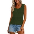 thumbnail image 2 of Knit Sleeveless Tops for Women Beige Openwork Knit Scalloped Hem Geometric Lace Pattern Lightw8 Crochet Top 1 Pc, 2 of 9