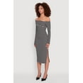thumbnail image 3 of Womens Striped Asymmetrical Fold Over Off The Shoulder Side Slit Dress, 3 of 4