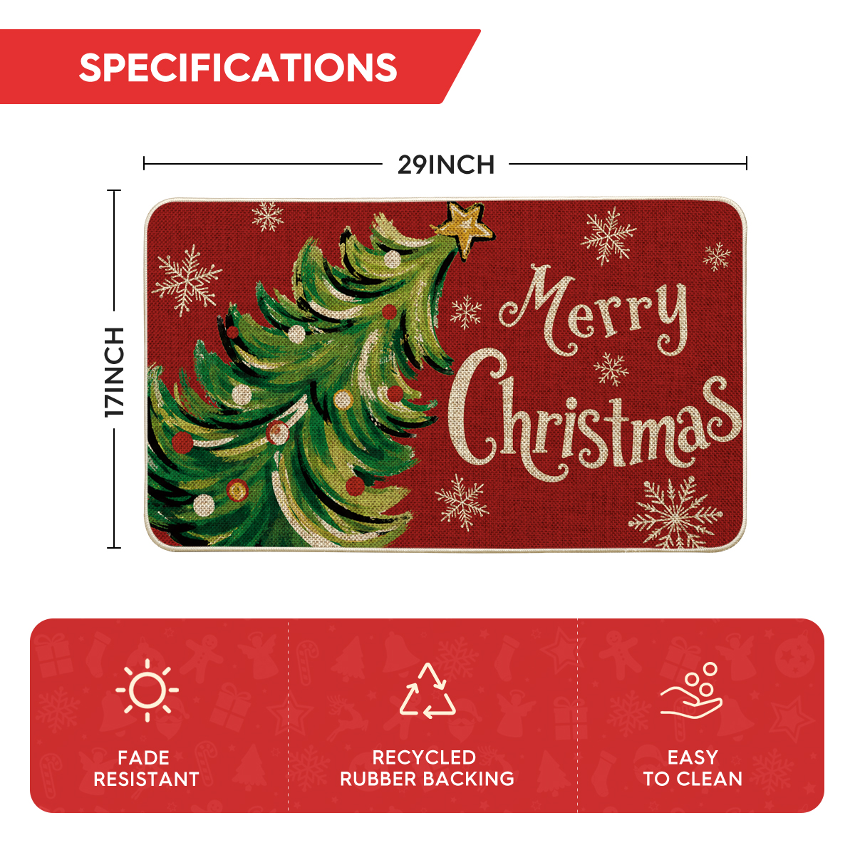 Sm:)e Pine Tree Snowflake Christmas Doormat 17x29 Inch photo 2