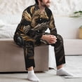 thumbnail image 5 of Salouo Vintage Metal Dragon Print Button-Front Long Sleeve Pajama Set for Men, Soft 2Pjs Men's Long Sleeve Sleepwear -XX-Large, 5 of 7