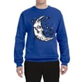 thumbnail image 2 of Wild Bobby Crescent Moon Astrology Puff Print Fashion Unisex Crewneck Sweatshirt, Royal, Medium, 2 of 6