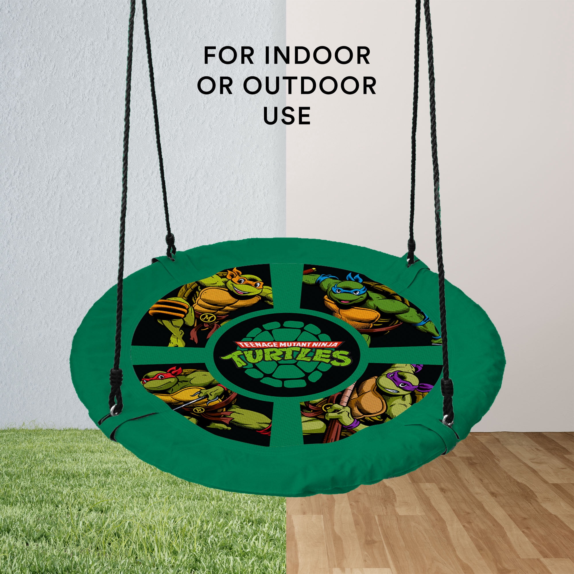 Teenage Mutant Ninja Turtles 40” Saucer Tree Swing for Kids – Heavy-Duty Flying Disc Swing, Adjustable Ropes, Indoor & Outdoor Use, Ages 3+