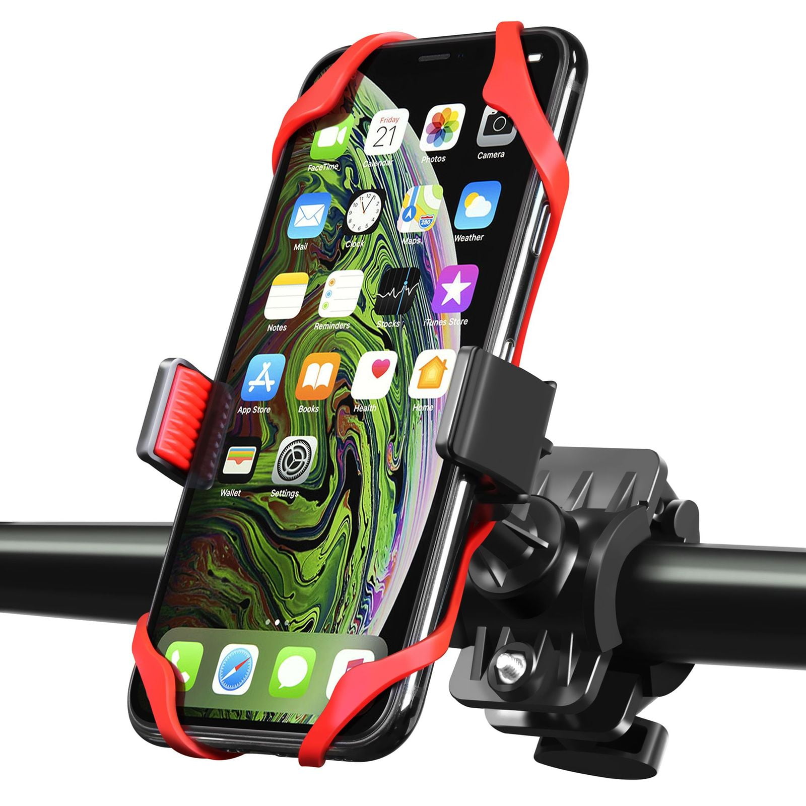 Cellet Adjustable Bicycle Handlebar Phone Holder Mount for Motorcycle/Bike Clamp Cradle Compatible With iPhone 11 Pro Max Xs Max Xr X 8 Note 10 9 8 Galaxy S10 S9 S8 J2 A6 A50 Pixel 4 3 XL LG K40 Stylo 