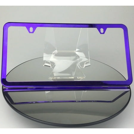 - Slim 2 Holes Style Powder Coated Candy Purple Stainless Steel License Plate Frame