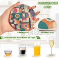thumbnail image 2 of Yayeee 6 PCS Drink Coasters with Holder Set Woven Absorbent Round Tabletop Hot Pad, Orange Geometric, 2 of 7