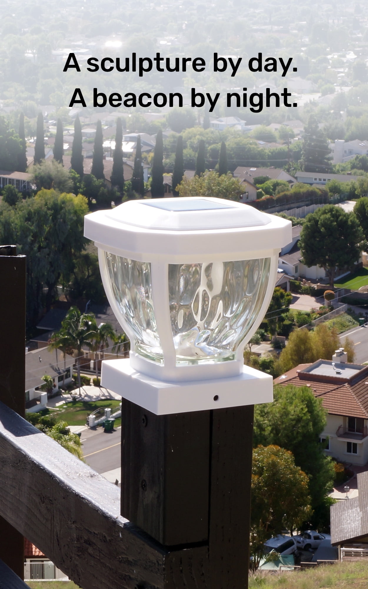 Home Zone Security Solar Post Cap Lights - LED 4x4 (3.5 x 3.5 in.) Post Lights, White, 2-Pack
