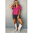 thumbnail image 7 of Women's Bright Pink Crinkled V-Neck Wide Sleeve T-Shirt - [ZhiHiMeRi] | (US 12-14)L, 7 of 7