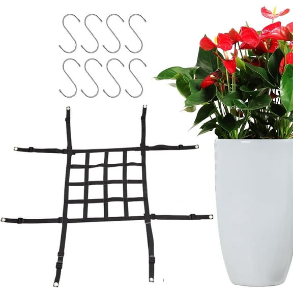 Adjustable Height Planter Inserts,Tutuviw 16" Elastic Planters Lift Riser Insert with Universal Hooks,Planter Lift Insert Rope,Lightweight Planter Inserts for Large Pots Tall Planters,Indoor Outdoor